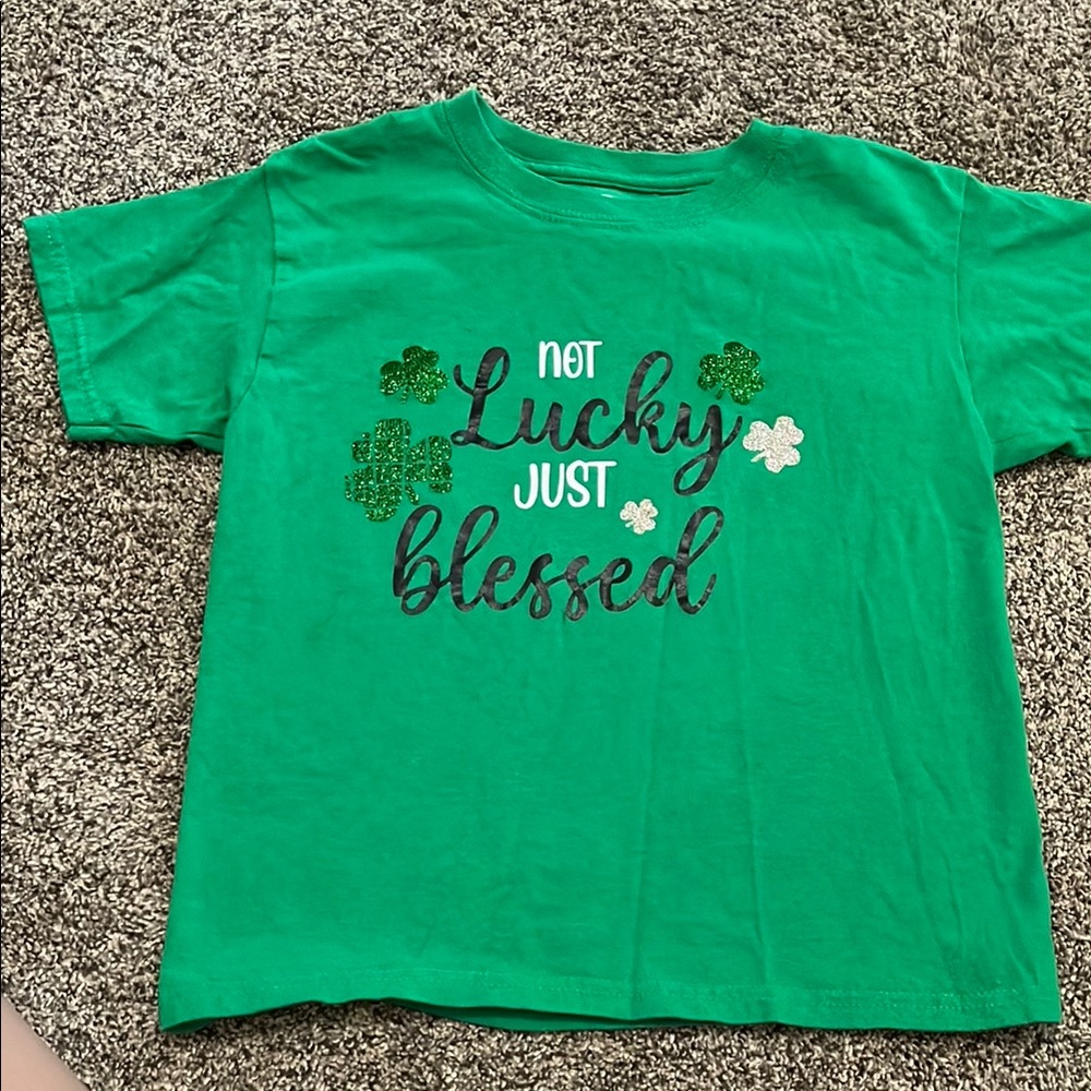 Green Kids Shirt with Shamrock Design